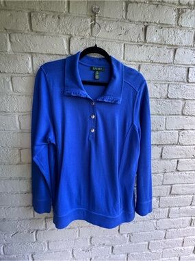 Lauren Ralph Lauren Royal Blue Polo-Style Pullover Sweater Sz 2X 100% cotton